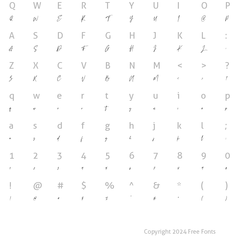 Character Map of Mylestock Regular