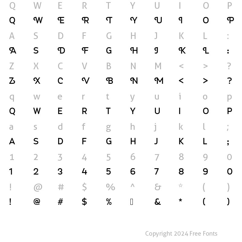 Character Map of Myra 4F Caps Regular