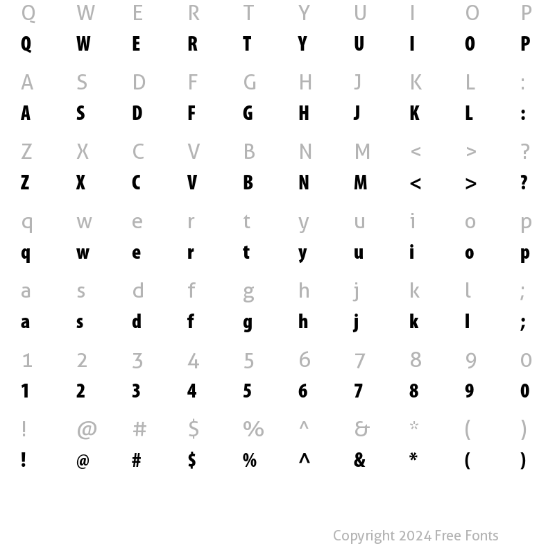 Character Map of Myriad Pro Black Condensed