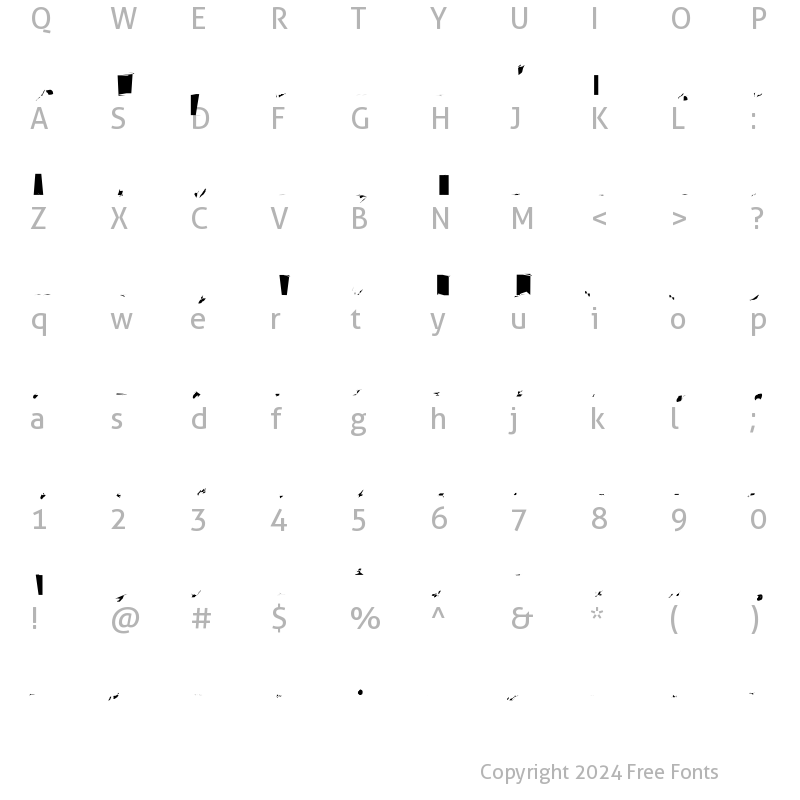 Character Map of MyriaMM Italic