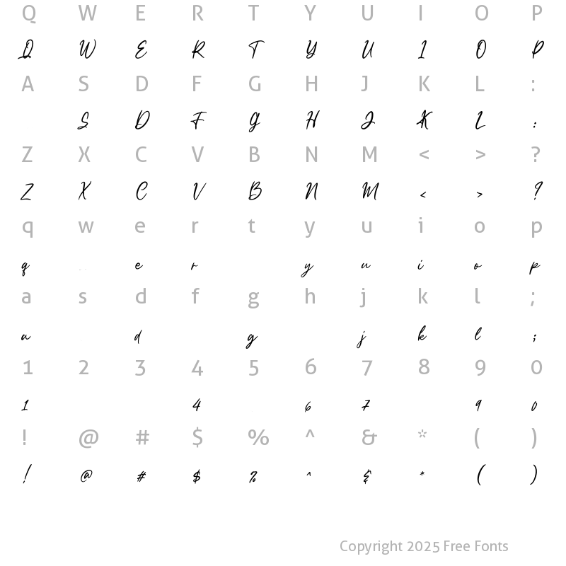 Character Map of Myrwala Regular