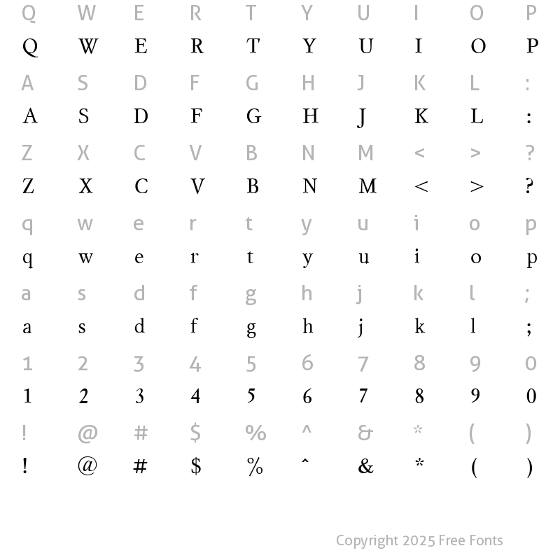 Character Map of MyslCTT Regular