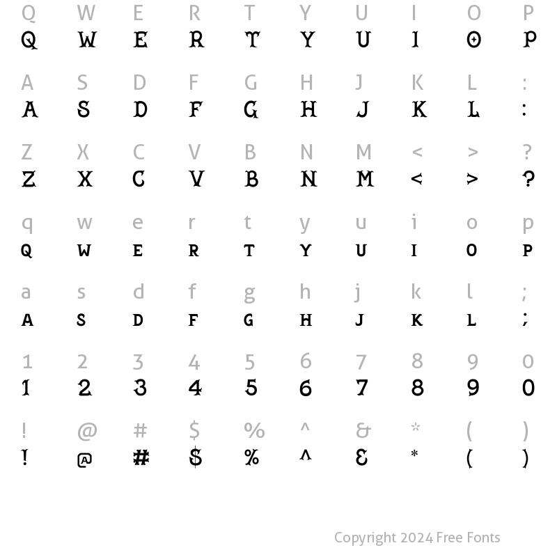 Character Map of Mysteria Regular