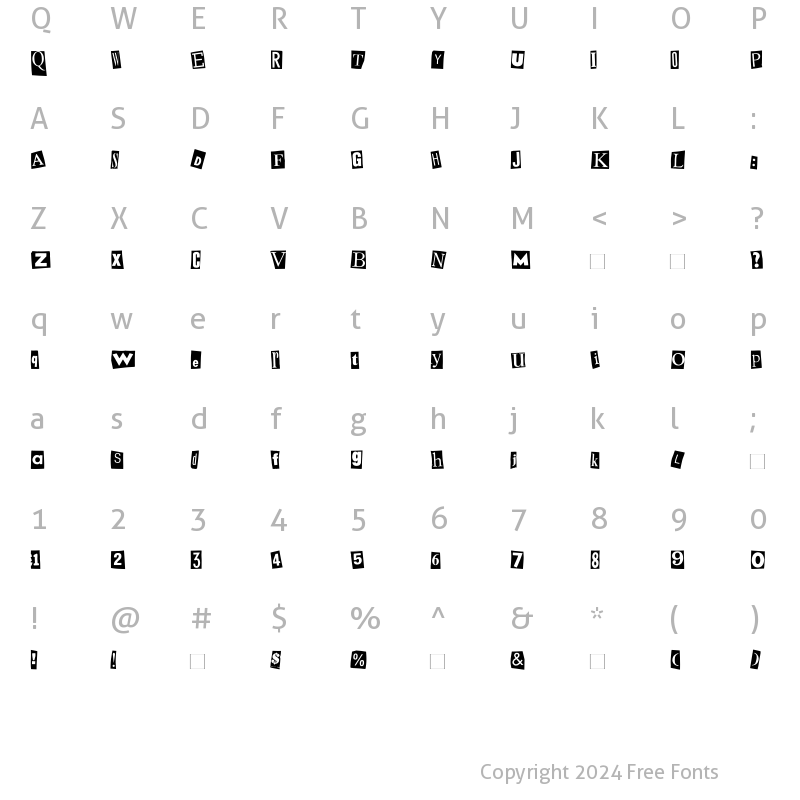 Character Map of Mystery Black Regular