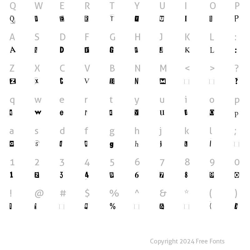 Character Map of Mystery-Mixed Mixed