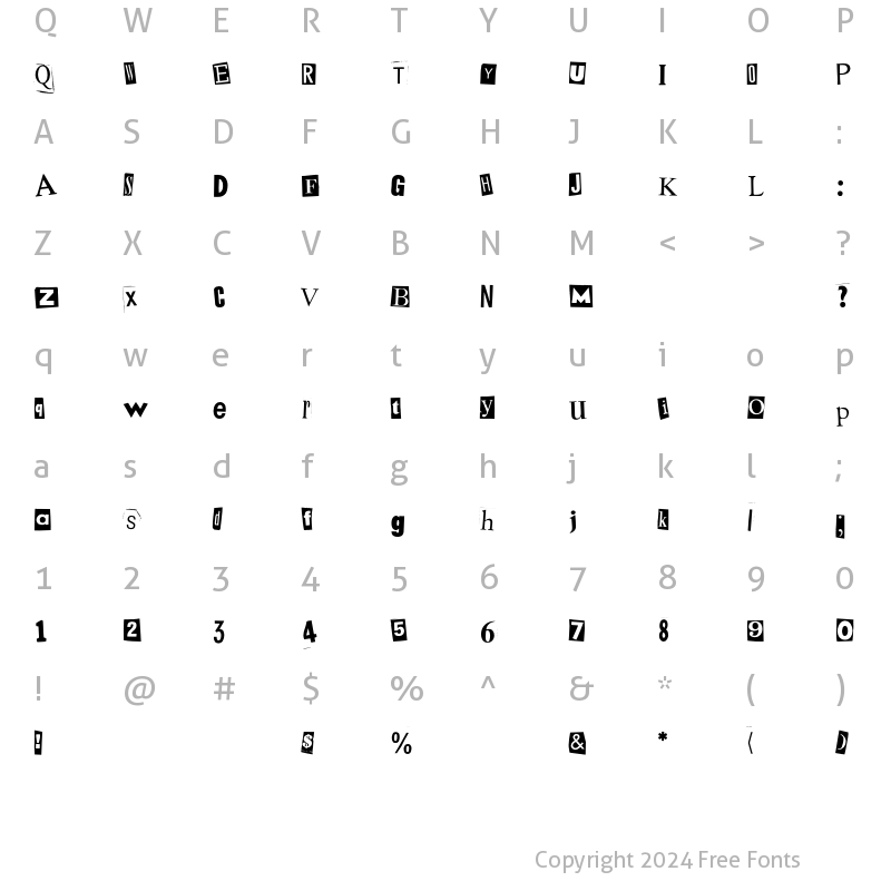 Character Map of MysteryEF Mixed Regular