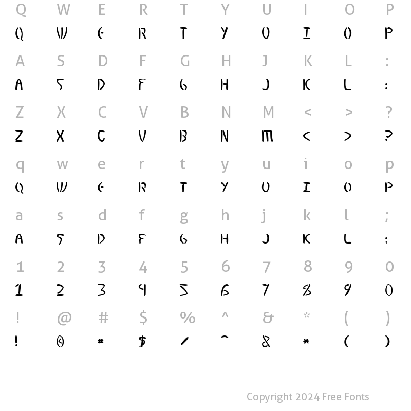 Character Map of Mystic Etchings Normal