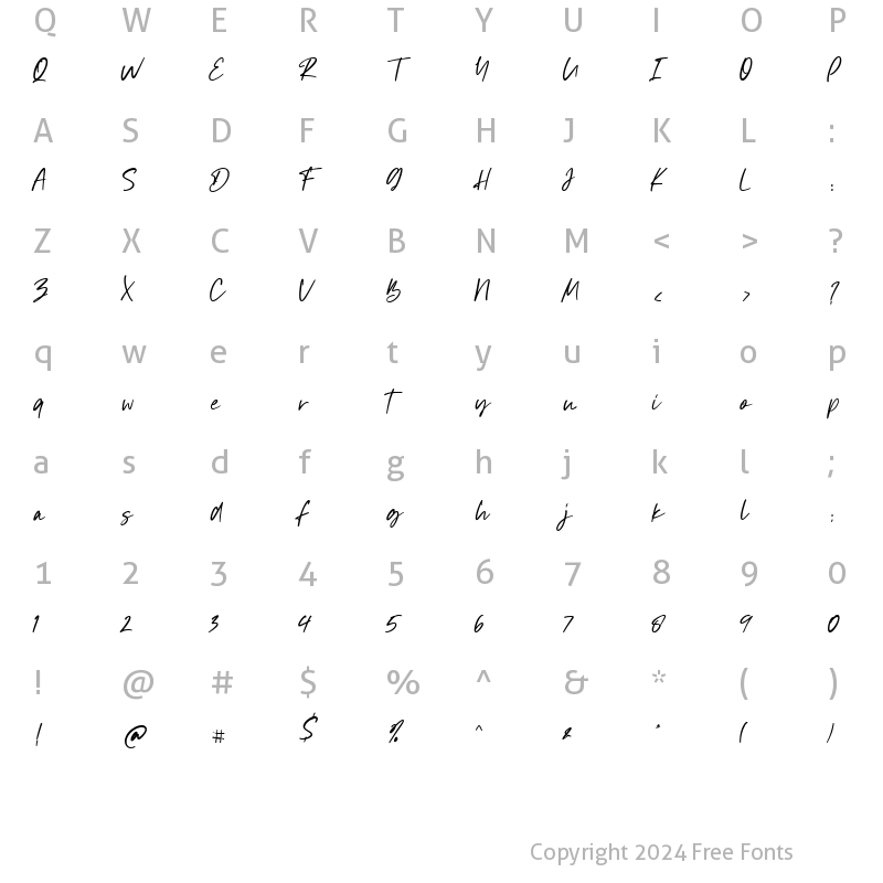 Character Map of Mystique Regular