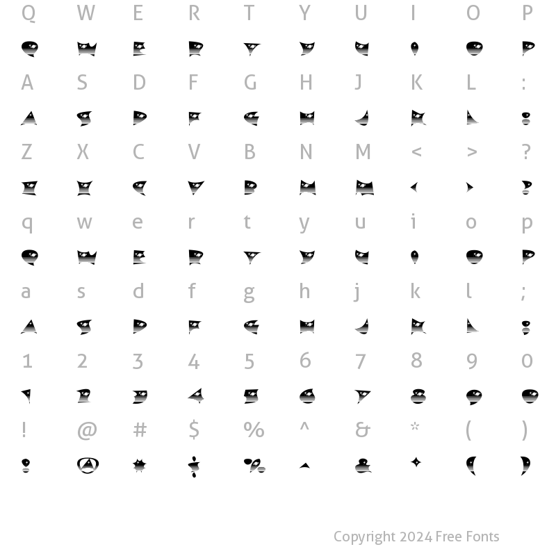 Character Map of MystiqueCosmique Regular