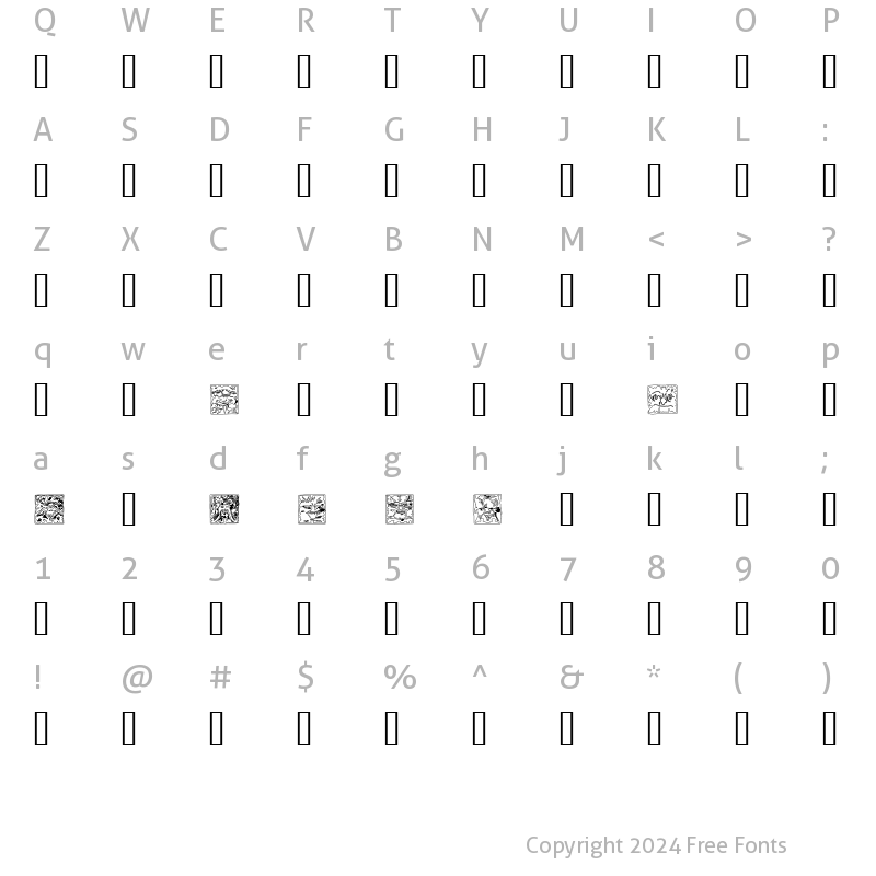 Character Map of Mythago Outline Regular