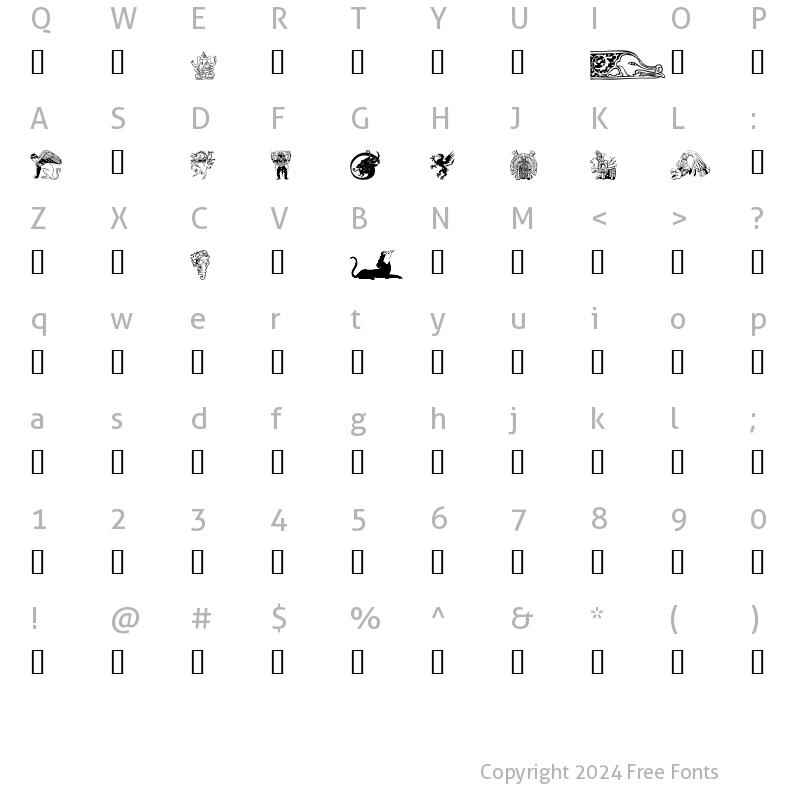 Character Map of Mythology 1 Regular