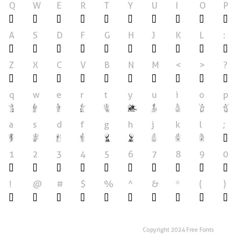 Character Map of mythology one Regular