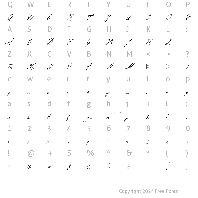 Character Map of Mythshire Regular