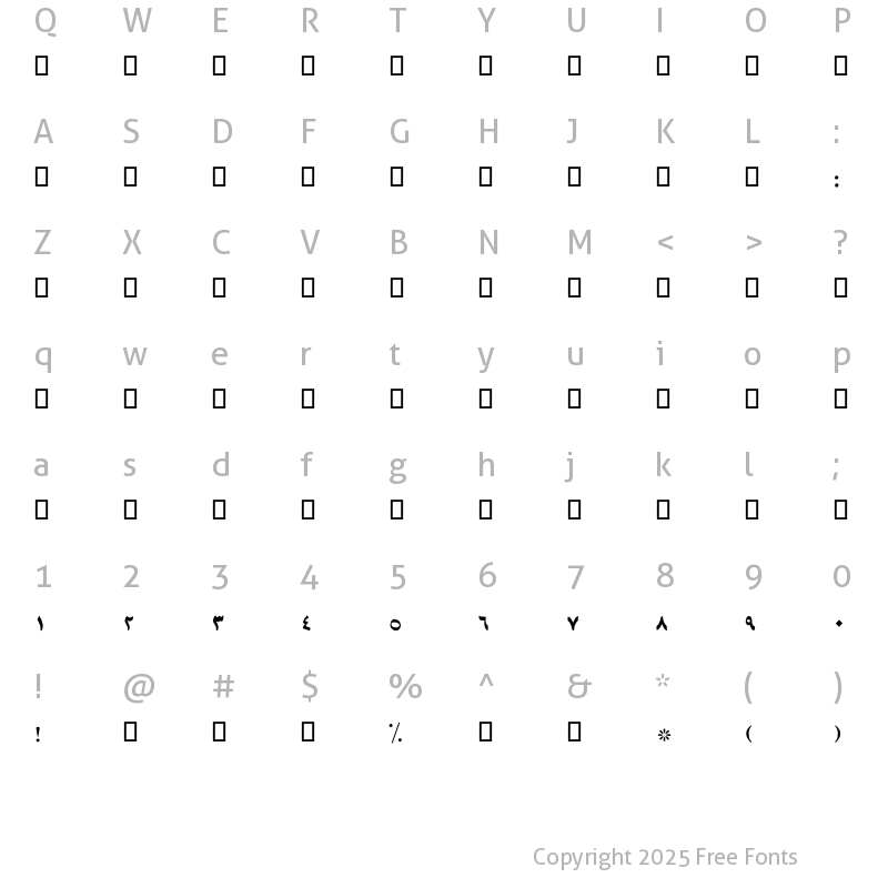 Character Map of N-Danesh Bold