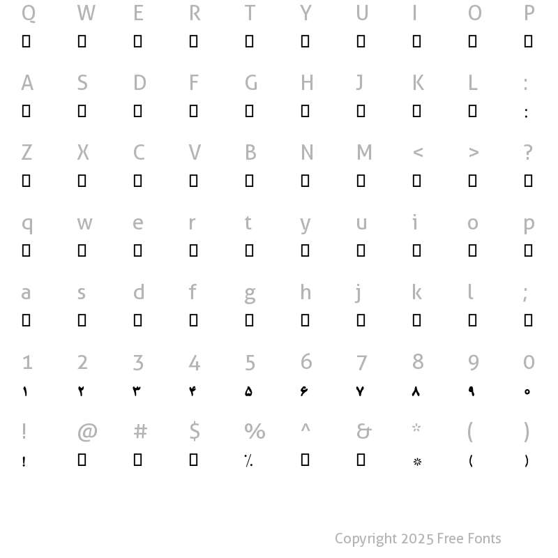 Character Map of N-Ketab Regular