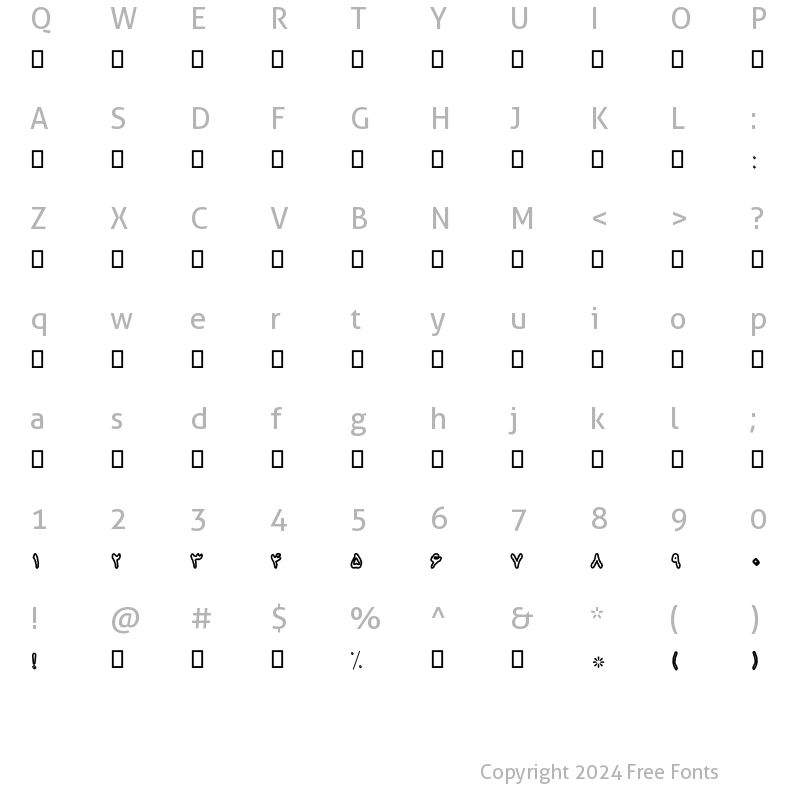 Character Map of N-Ketab-Tookhali Regular