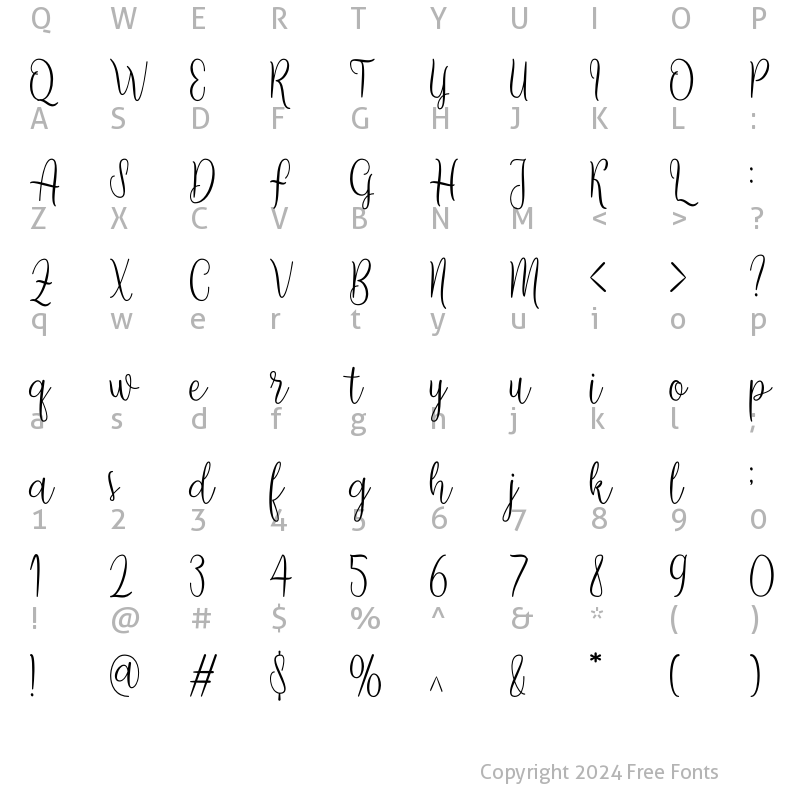 Character Map of Nabilla Regular