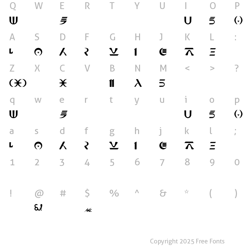 Character Map of Naboo_Futhork Bold