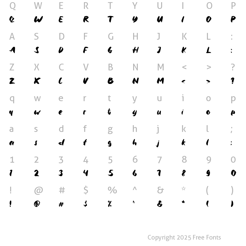 Character Map of Nachi Regular