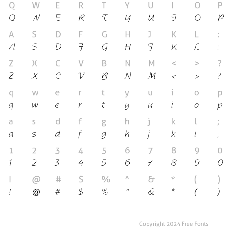 Character Map of Nadianne AT Book Regular