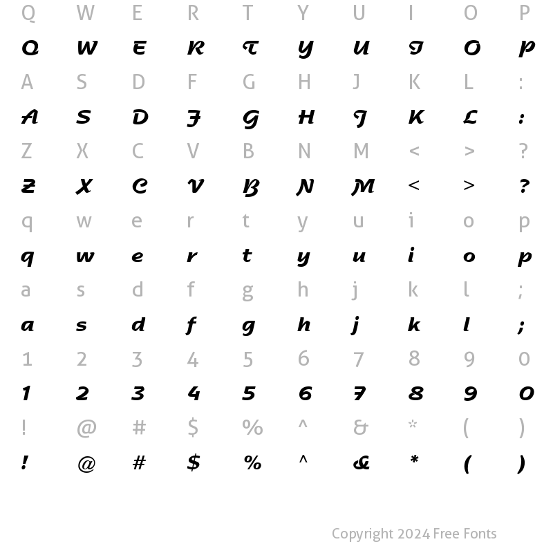 Character Map of Nadianne Bold