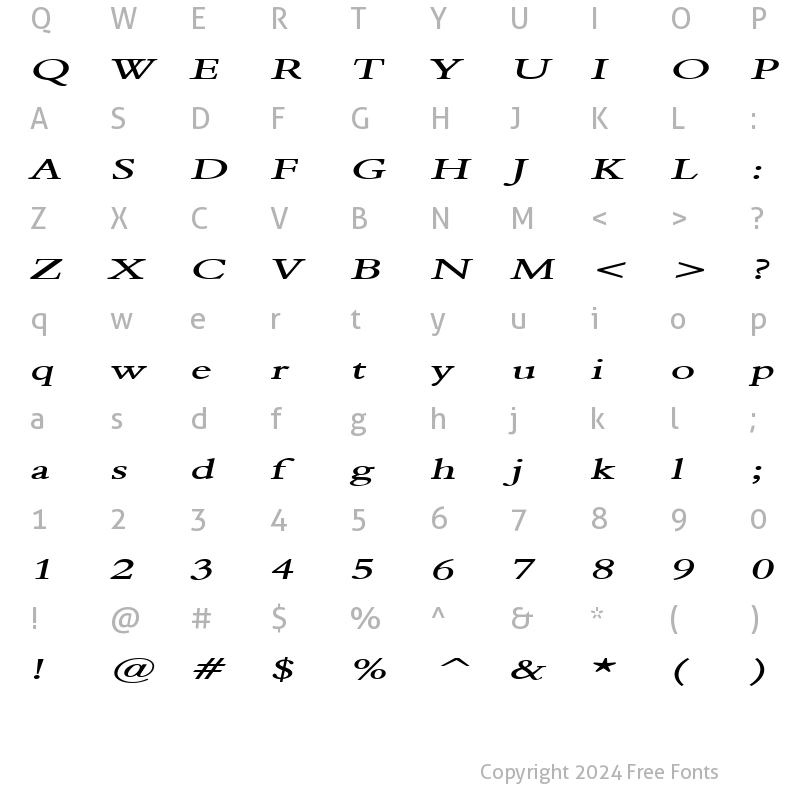 Character Map of Nadine 2 Extended BoldItalic