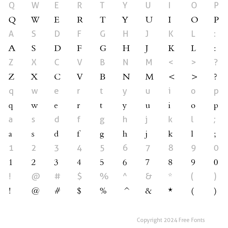 Character Map of Nadine 2 Wide Normal