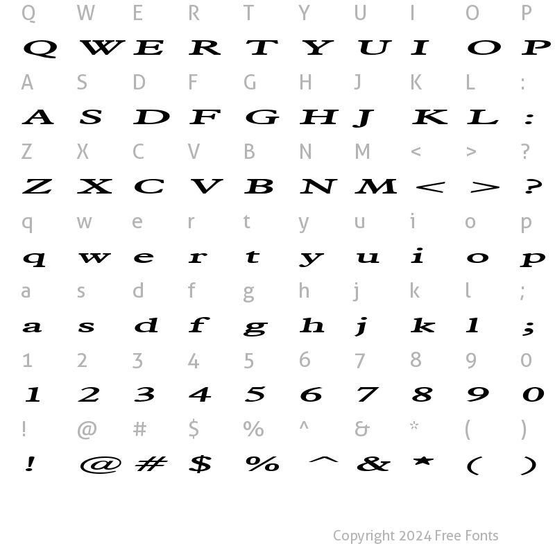 Character Map of Nadine Extended BoldItalic