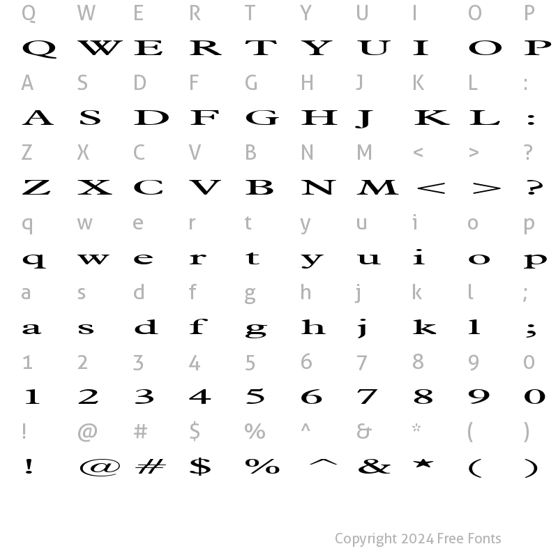 Character Map of Nadine Extended Normal