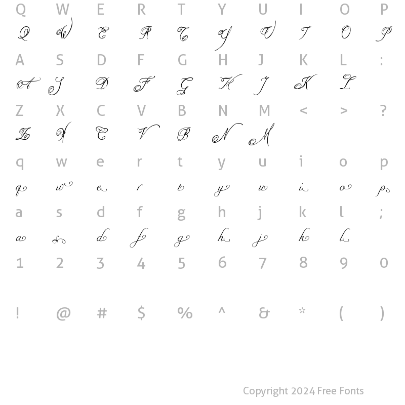 Character Map of Nadine StartEnd Regular