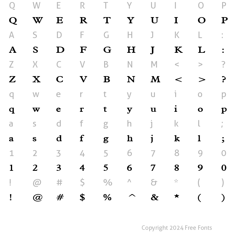 Character Map of Nadine Wide Bold