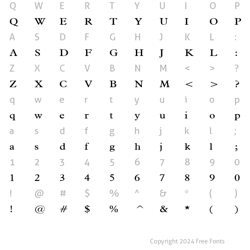 Character Map of Nadine Wide Normal