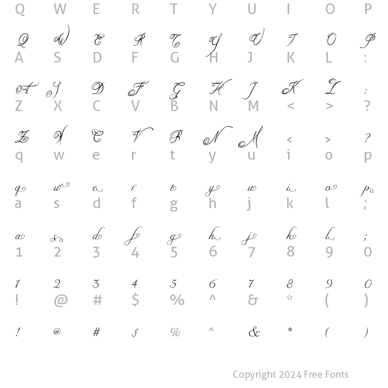 Character Map of NadineScriptStartEnd Regular