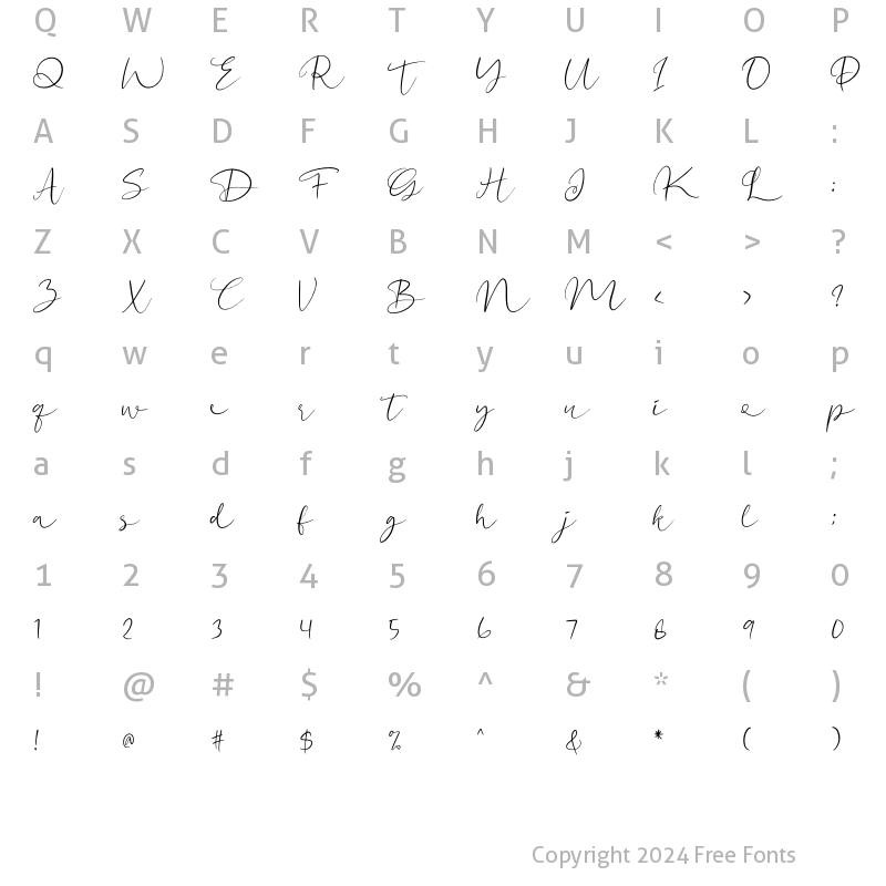 Character Map of Nafila Regular