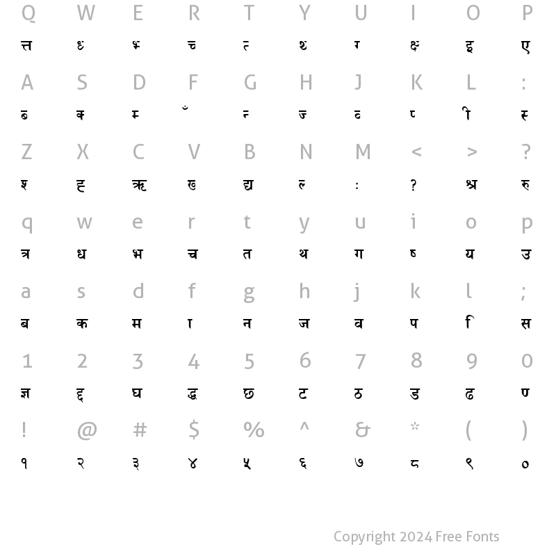 Character Map of Nagarik Bold