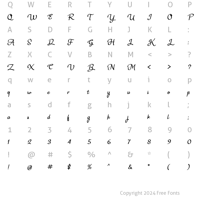 Character Map of Nagitta Regular