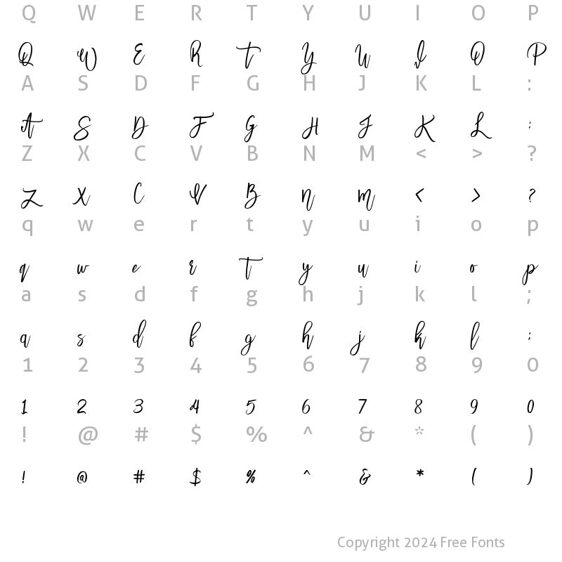 Character Map of Nahira Script Clean Regular