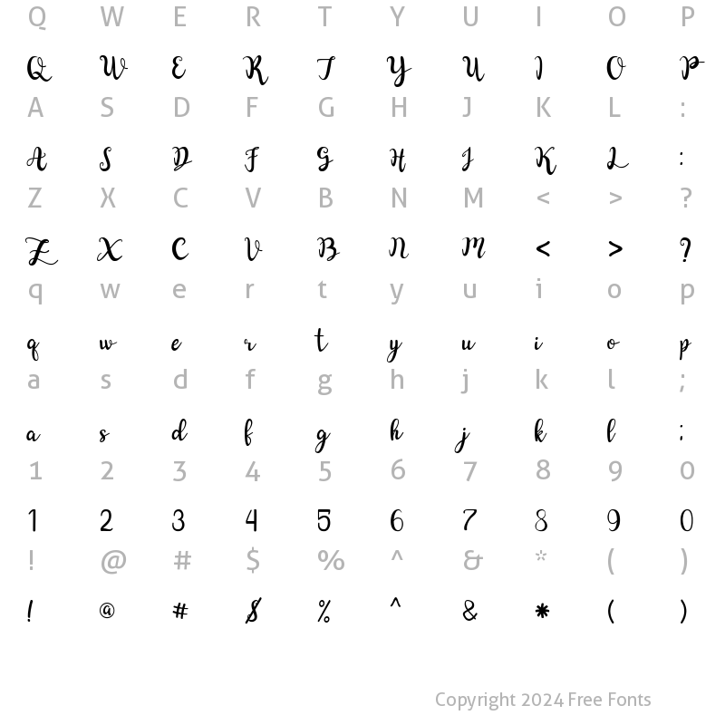 Character Map of Naifah Handwriting Regular