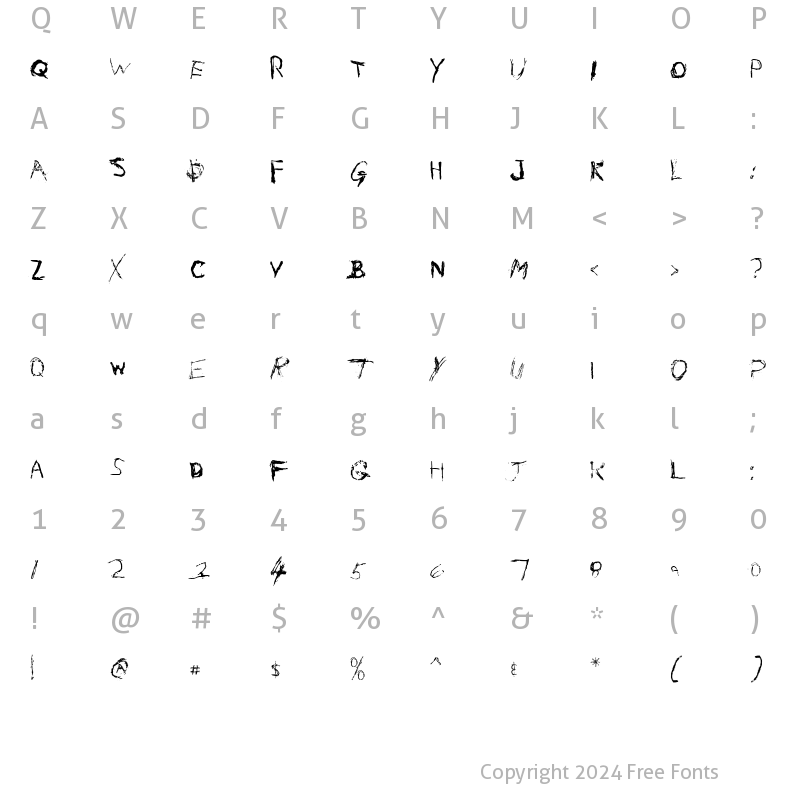 Character Map of Nail Scratch Regular