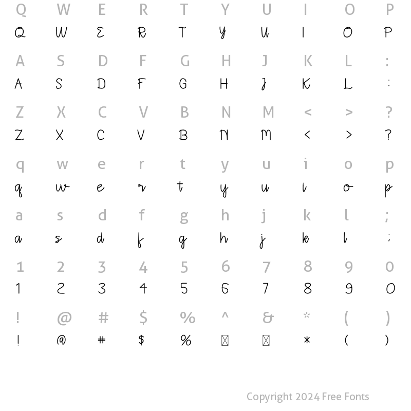 Character Map of Naiyana Regular