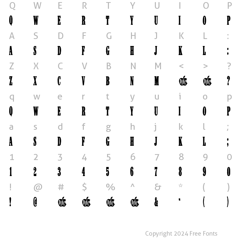 Character Map of NakedLunch Regular