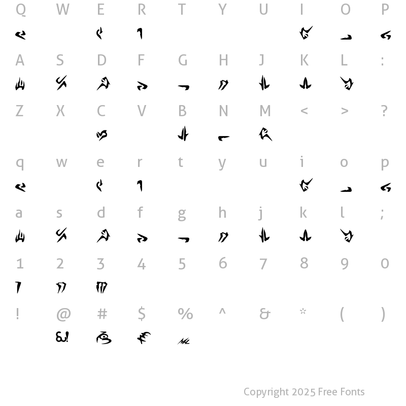 Character Map of Nal-Huttese Bold