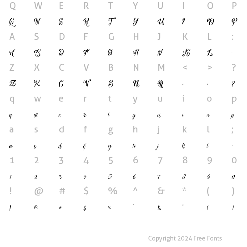 Character Map of nalicha Regular