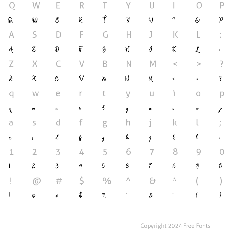 Character Map of Namasia Regular