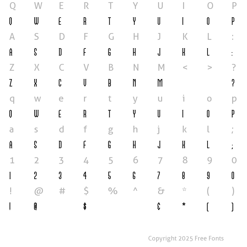 Character Map of NamesakeNF Regular
