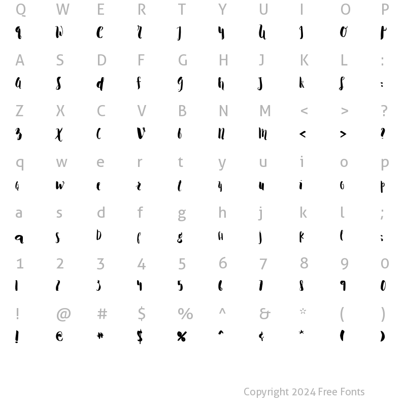 Character Map of Nancy Regular