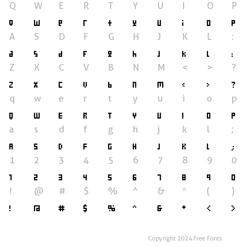 Character Map of Nanoscopics Alphabet Regular