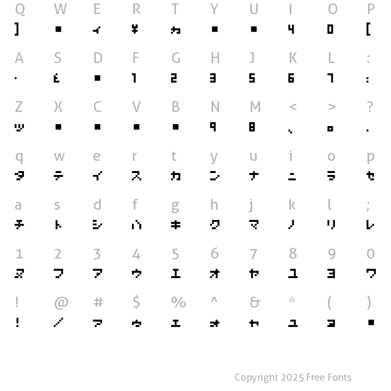 Character Map of Nanoscopics-Katakana Roman