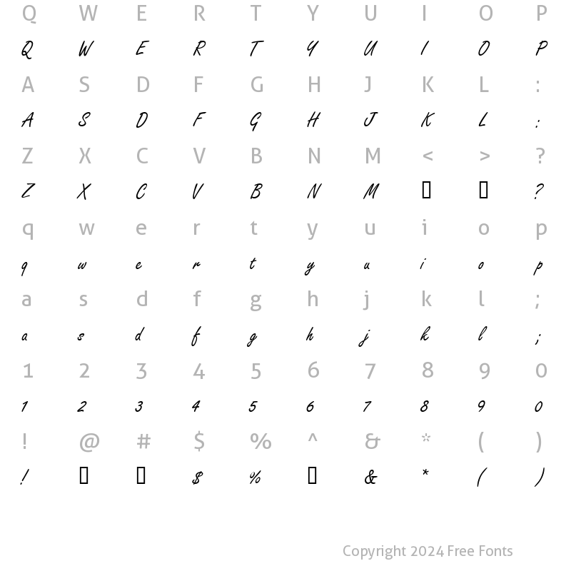 Character Map of NanoScriptSSK Regular