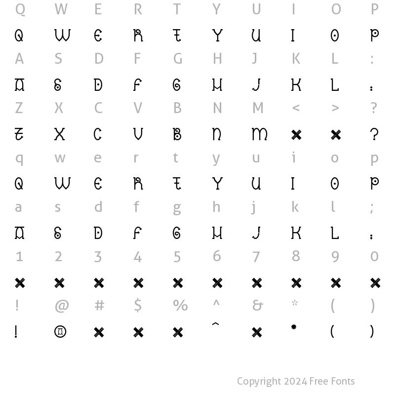 Character Map of Nantronte Regular